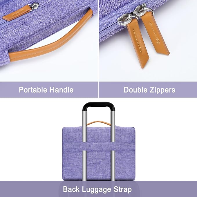 MOSISO 360 Protective Laptop Case 16 inch, 15-15.6 inch Laptop Sleeve | Compatible with MacBook Pro 16, HP Acer Dell Lenovo ASUS, Side Open Carrying Case with 4 Zipper Pockets, Purple - Image 4