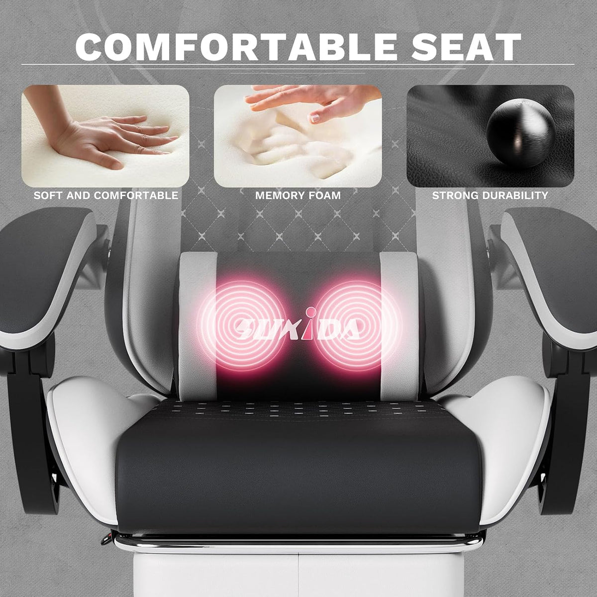Ergonomic Video Gamer Chairs Gaming Computer Chair Gamer Chairs for Adults Massage Lumbar Support Swivel Height Adjustable Headrest Backrest - Image 6
