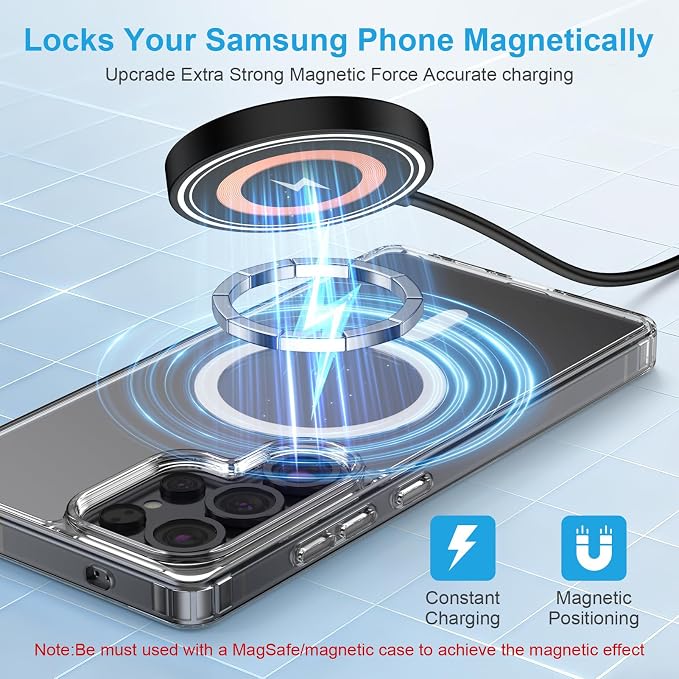 15W Magnetic Wireless Charger for Samsung S26 Ultra S26+ Android Wireless Charger Fast Charging Pad for Galaxy S25 FE Ultra S24 S23 S22 S21 Z Fold 7, iPhone 17 16 15 14 13, USB-C/A for MagSafe Charger - Image 3