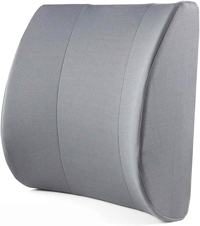 DMI Lumbar Support Pillow for Chair to Assist with Back Support with Removable Washable Cover to Ease Lower Back Pain and Discomfort while Improving Posture, 14 x 13 x 5, Contoured Foam, Premium,Gray by DMI