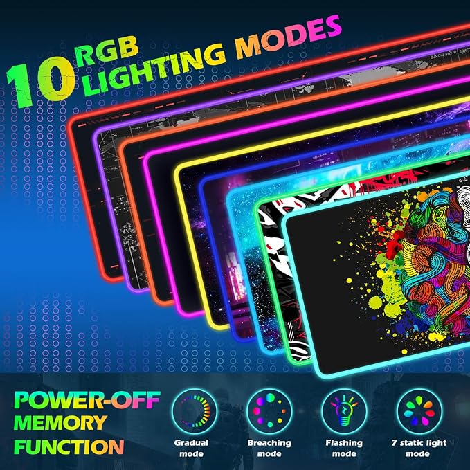 ToLuLu RGB Gaming Wireless Charging Mouse Pad, 7.5/10/15W 10 Light Modes LED Mouse Pad Computer Keyboard Mat Mousepad, 800x300x4MM Extended Large Desk Mat for Gaming, MacBook, Laptop, PC, Human Brain - Image 3