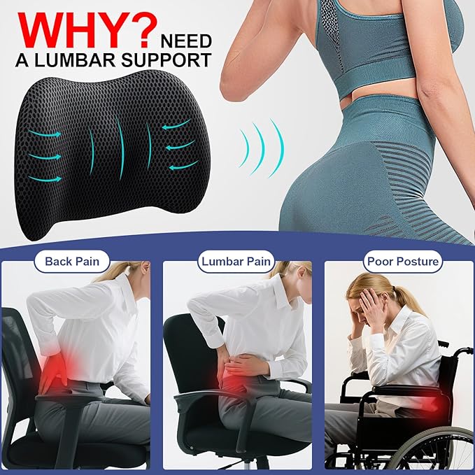 BYMECOST Lumbar Support Pillow for Car, Memory Foam Car Back Cushion | Car Seat Back Pillow for Driving, Adjustable Strap, Ergonomic Lower Back Support Pillow, Office Chairs and Wheelchairs - Image 6