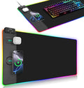 Wireless Charging Mouse Pad, RGB Gaming Desk Mat, 31.5"x15.7" | Large Desk Pad, 13 Light Modes, Ultra-Smooth Surface, Non-Slip Base, Waterproof Computer Keyboard Mat for PC, Laptop, Black by ExtreLife