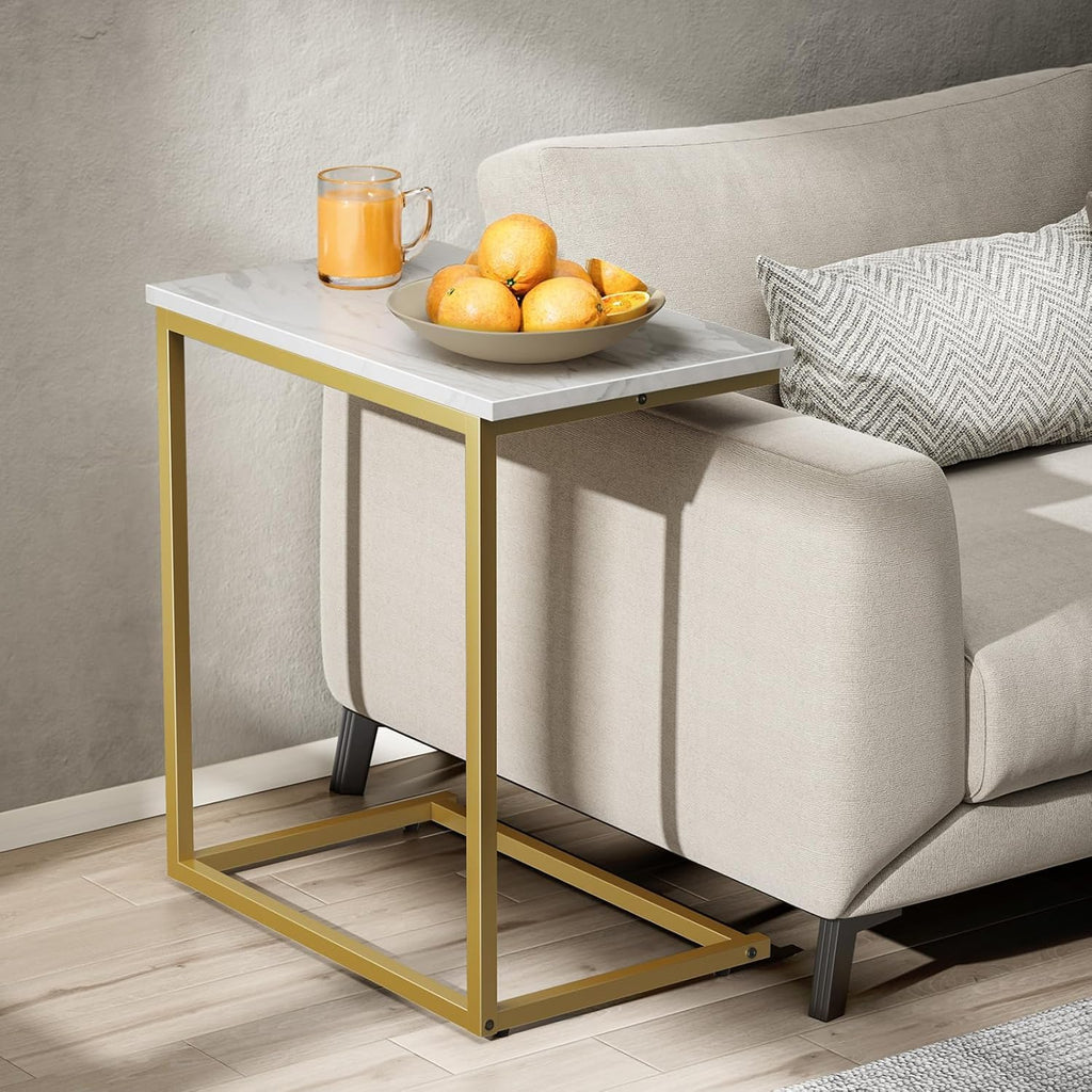 Pipishell C-Shaped End Table, 27 inch High, White - Image 2