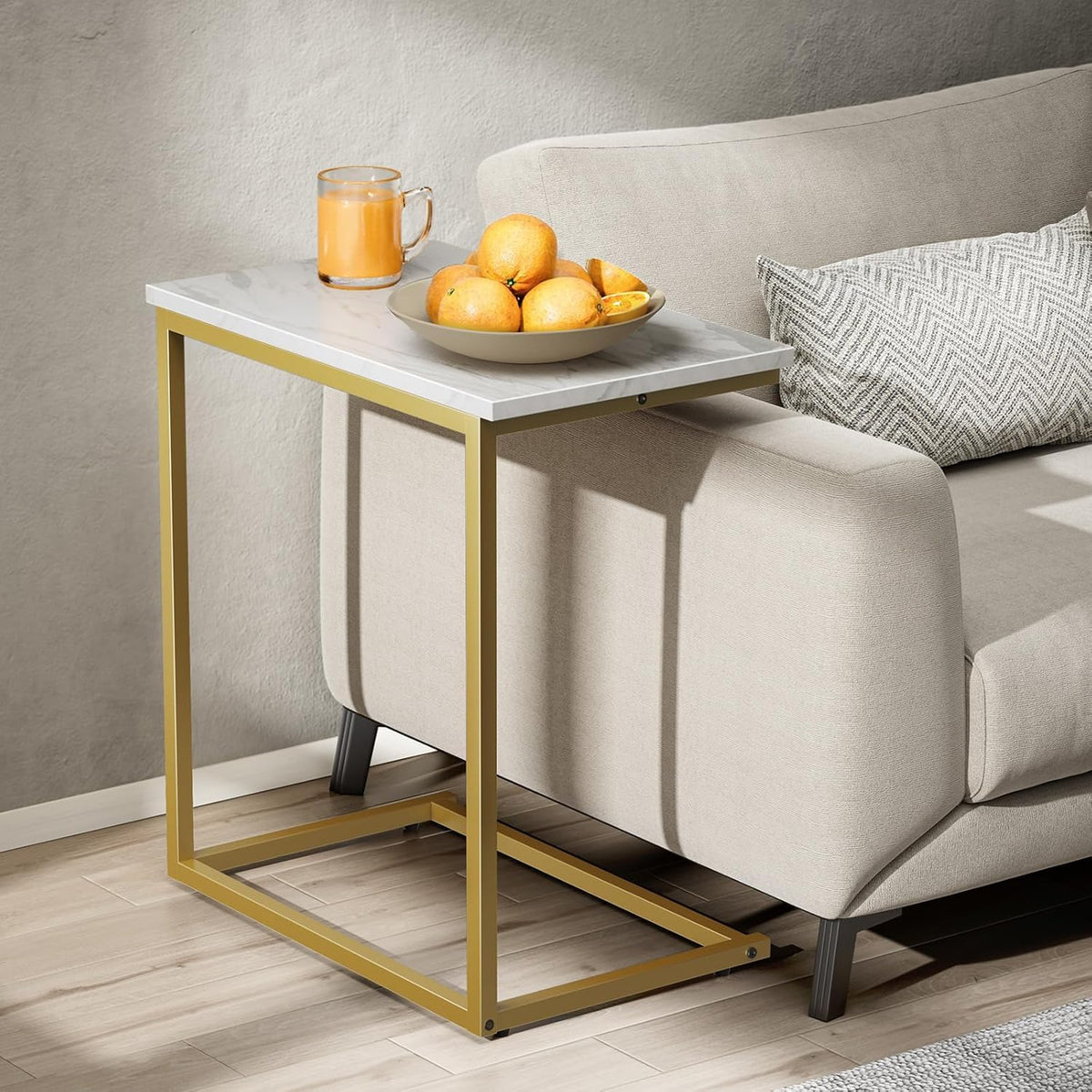 Pipishell C-Shaped End Table, 27 inch High, White - Image 2
