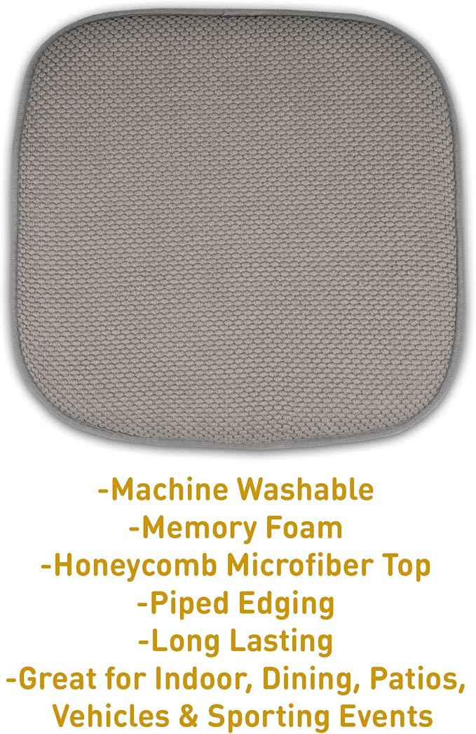 Sweet Home Collection Cushion Memory Foam Chair Pads Honeycomb Nonslip Back Seat Cover 16" x 16" 6 Pack Silver - Image 3