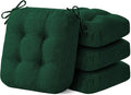 IASEAHK Chair Cushions for Dining Chairs, Dining Chair Cushions, Tufted Indoor Chair Pads with Ties & Non Slip Backing, Seat Cushions for Kitchen Chairs 16.5” x 16.5” x 3.5”, Set of 4, Green by IASEAHK