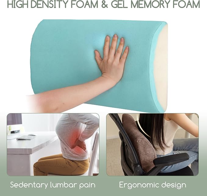 HIGOGOGO Lumbar Support Pillow for Recliner Chair/Accent Chair/Couch, Large Memory Foam Back Support Cushion for Elderly, Recliner Cushions for Back Rest, Pain Relief, Reading, Washable Cover, Brown - Image 3
