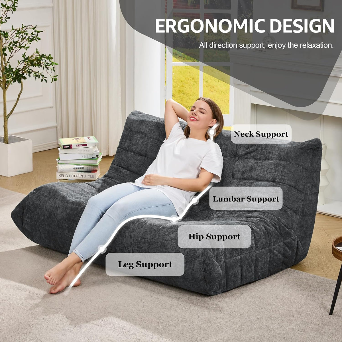 Hobestluk Large Bean Bag Chairs for Adults Fireside BeanBag Couch Togo Sofa - Image 5