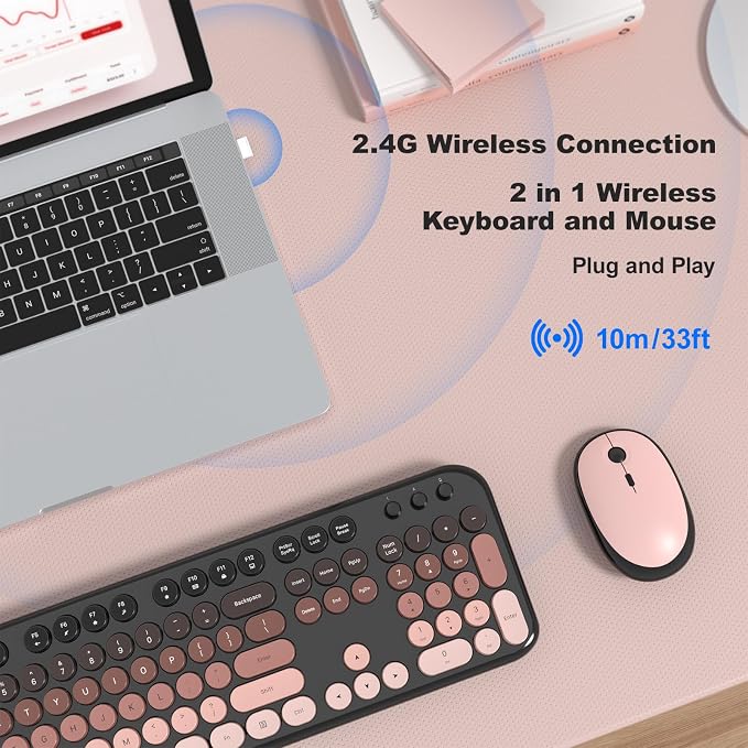 MOFII Wireless Keyboard and Mouse Combo,2.4G Typewriter Keyboard Quiet Mice | Retro Full Size Computer Keyboards, Cute Mouse, USB Dongle Plug and Play, for PC,Laptop,Desktop,Windows (Blackberry Gradient) - Image 2