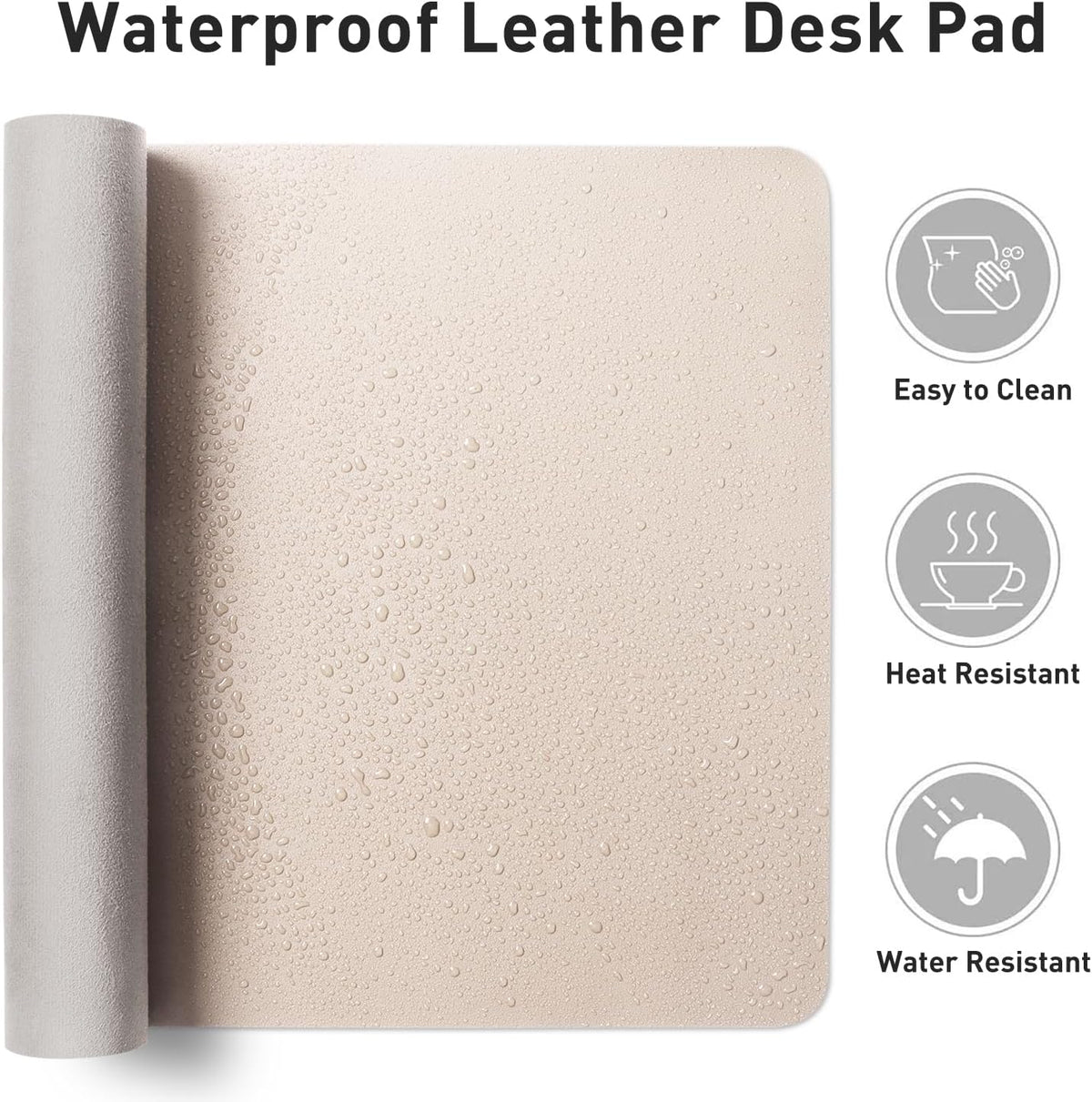 Aothia Faux Leather Desk Mat – Large Mouse Pad, Non-Slip PU Leather Blotter, Waterproof Writing Surface for Office and Home (Eggshell, 47.2" x 23.6") - Image 8