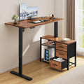 47'' L Shaped Desk with 3 Drawers Electric Standing Desks Rustic | with Storage Computer Desk Adjustable Height with Power Outlets 4 Memory Presets for Home Office by Homiflex