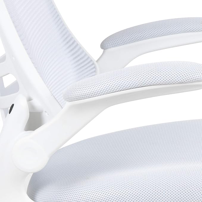 Flash Furniture Mid-Back White Mesh Swivel Ergonomic Task Office Chair with White Frame and Flip-Up Arms | White Frame, Mid-Back, Flip-Up Arms, Mesh Back - Image 11