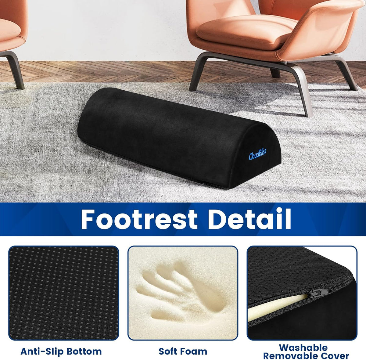 Foot Rest for Under Desk at Work, Foot Stool for Office, Footrest, Black - Image 3