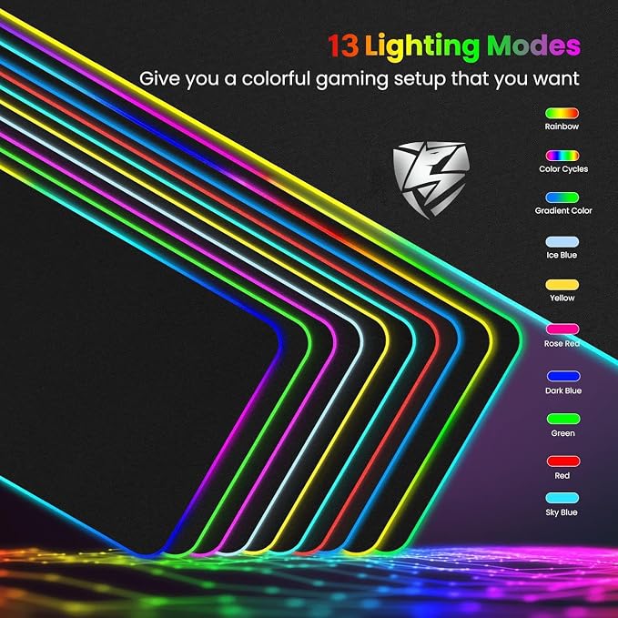 Wireless Charging RGB Gaming Mouse Pad 15W -800x300x4MM-Fast Charging, Ultra-Smooth Surface, Non-Slip Base, 13 Light Modes - Ultimate RGB Mouse Pad for Gamers - Large Mouse Pad Gaming Mat - Image 4