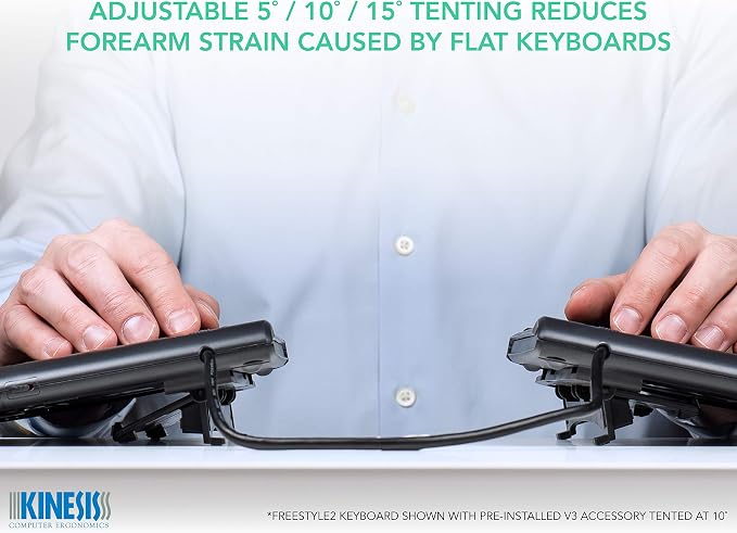 KINESIS Freestyle2 USB-A Ergonomic Keyboard w/ VIP3 Lifters for PC (9" Separation) (KB820PB-US) - Image 5