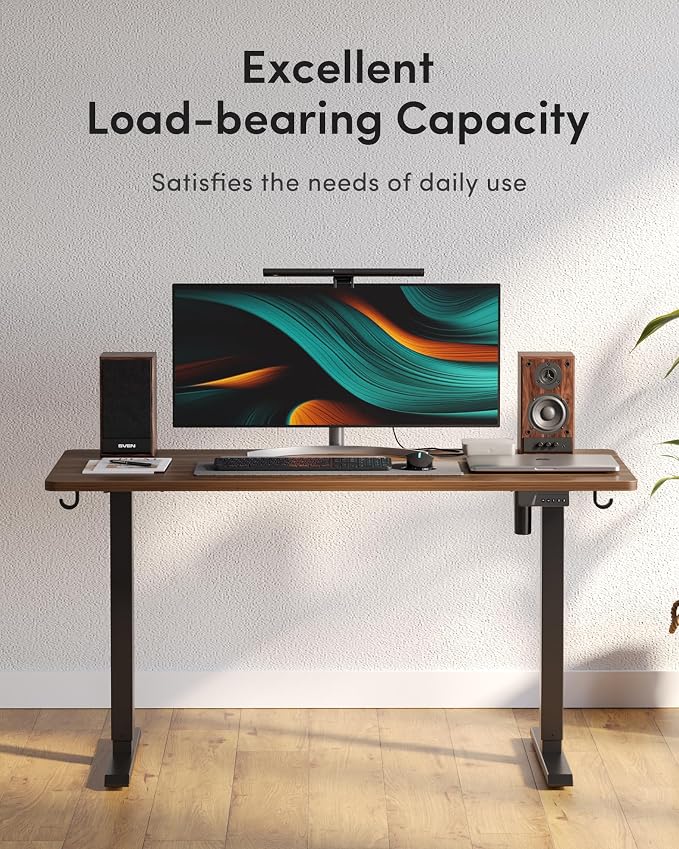 DESINO Standing Desk, 32 × 19 Inches Electric Height Adjustable, Sit and Stand Up, Computer Office Desk with Splice Board, Black Frame/Black Walnut TOP - Image 5