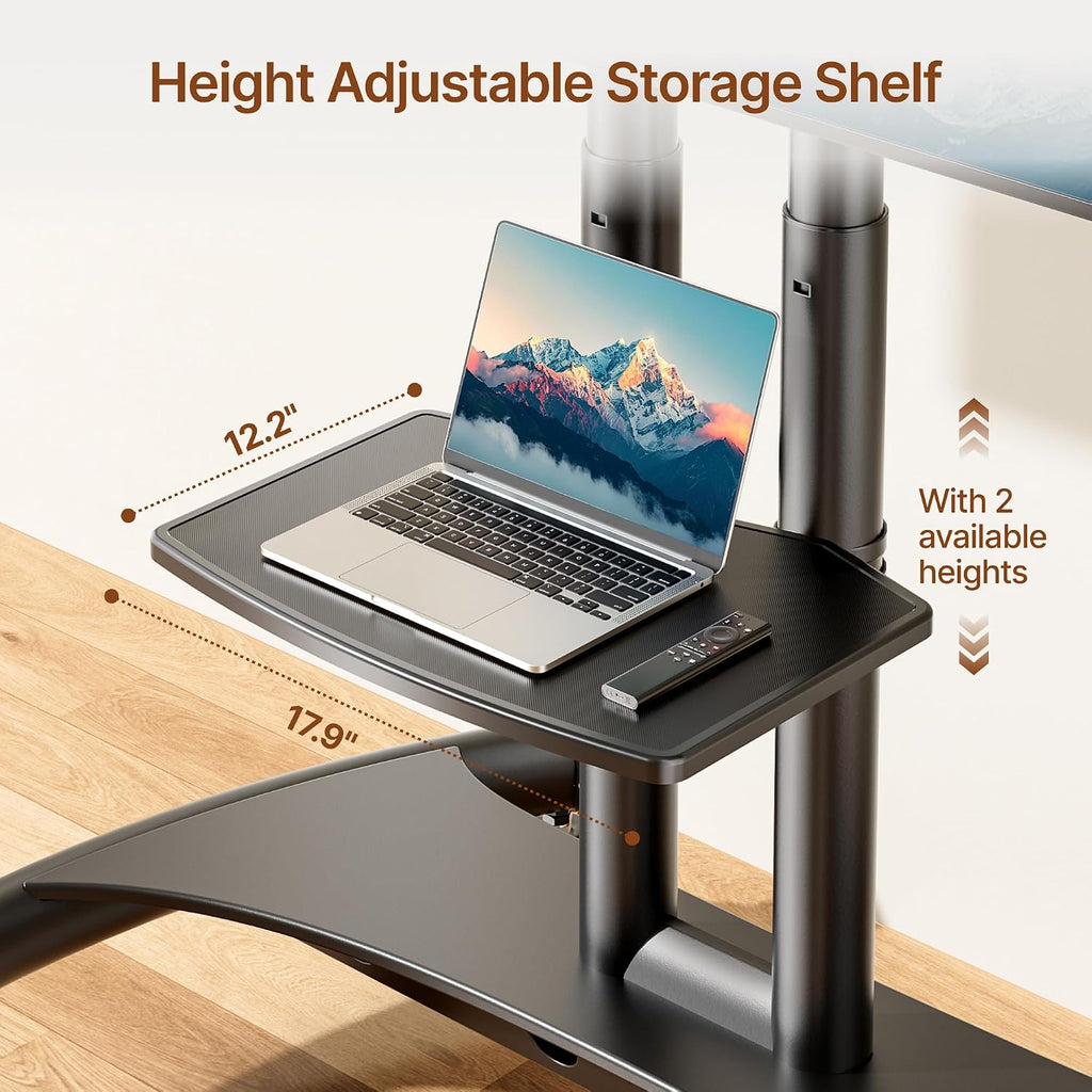 Rolling TV Stand with Shelf&Camera Rack for 32-83" TV up to 132lbs - Image 4