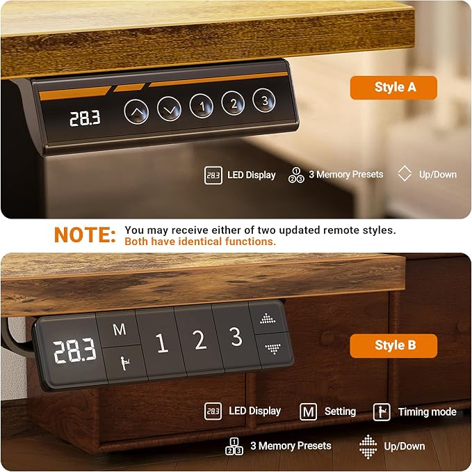 Claiks Electric Height Adjustable Standing Desk, 63x24 Inch, Rustic Brown | Smooth Height Adjustment, 3 Memory Presets, Cable Management Hub&Hook, Stable Steel Frame, 176lbs Capacity, Easy Assembly - Image 6