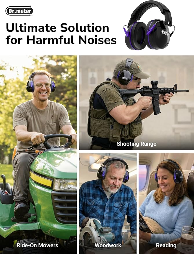 Dr.meter Ear Protection for Gun Range, 31dB SNR Noise Reduction Safety Ear Muffs, Hearing Protective Noise Cancelling Headphones for Autistic Kids Adults Earmuff for Mowing Monster Jam - Image 6
