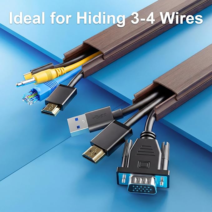 Yecaye TV Cord Hider, 42in Cord Cover Wall Mounted, W1.18in H0.6in, Cherry | Large Cable Hider, Wire Covers for 4 Cords, Cable Raceway Wire Hider, Wire Hiders for TV on Wall, Cable Cover Cord Concealer, - Image 4