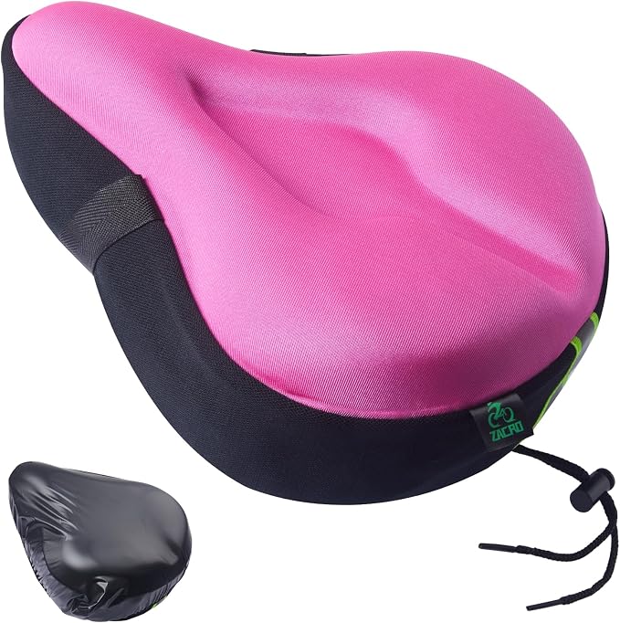 Zacro Bike Seat Cushion - Gel Padded Bike Seat Cover for Men Women Comfort, Extra Soft Exercise Bicycle Seat Compatible with Peloton, Outdoor & Indoor Bike Saddles by ZACRO
