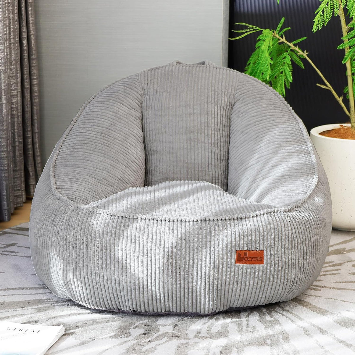 Bean Bag Chair, Cozy Fluffy Beanbag Chairs with Filler for Teens and Kids, Floor Lazy Sofa for Living Room Gaming & Reading (S-Light Grey) by UODERS