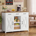 Storage Cabinet, Coffee Bar Cabinet with 3 Drawers, 2 Adjustable Shelves & 2 Doors, Buffet Cabinet, Kitchen Cabinet for Kitchen, Dining Room, Living Room, White by TEENFON