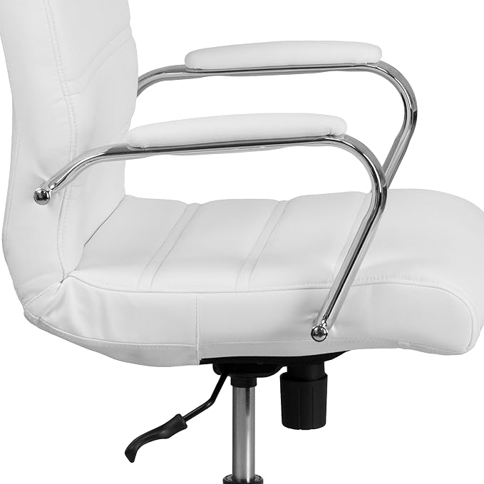Flash Furniture Mid-Back White LeatherSoft Executive Swivel Office Chair with Chrome Base and Arms - Image 8
