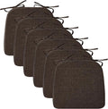 Ruqmuis Chair Cushions for Dining Chairs, 2" Thick Seat Cushions for Kitchen Chairs, D-Shaped Chair Pads with Washable Cover, Ties and Non Slip Backing, 17'' x 16'', Set of 6, Brown by Ruqmuis