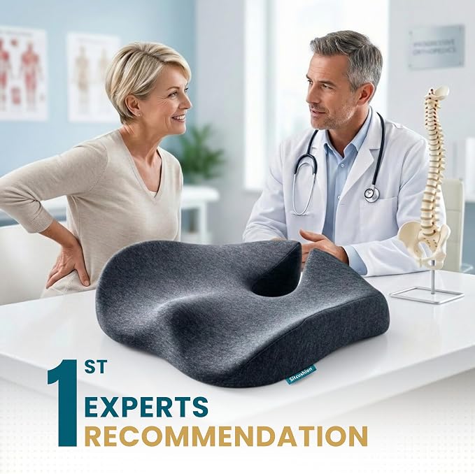 Ergo Office Chair Cushion for Back Pain, Sciatica, Tailbone Pain Relief | Extra Large Office Chair Cushion for Healthy Sitting Posture, Sciatica Pain Relief Pillow With Extra Cover (Gray) - Image 6