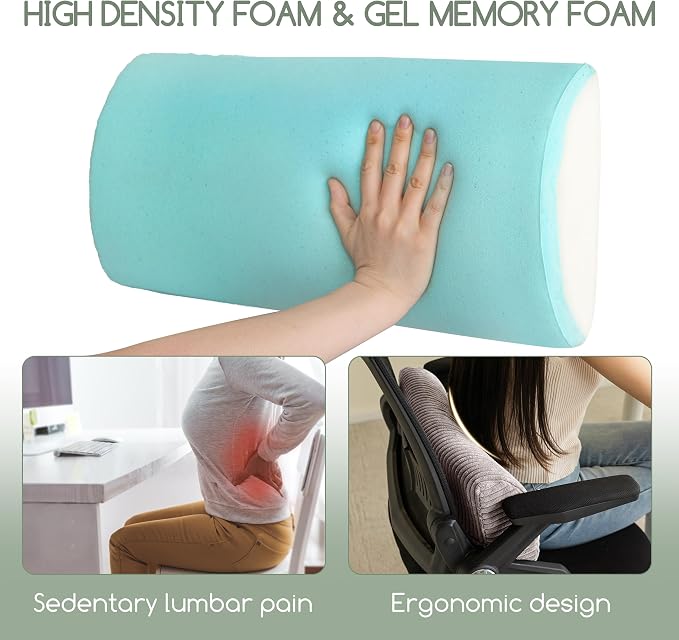 HIGOGOGO Lumbar Support Pillow for Recliner Chair/Accent Chair/Couch, Memory Foam Back Support Cushion for Elderly, Recliner Cushions for Back Rest, Pain Relief, Reading, Washable Cover, Grey - Image 3