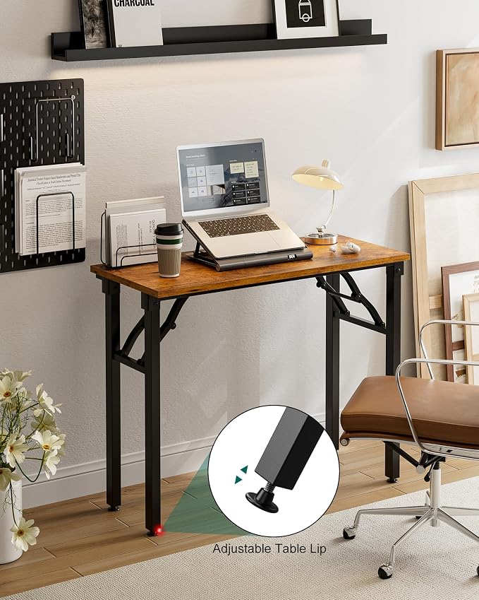 Small Folding Computer Desk – Portable 35.8 Inch Foldable Laptop Table, Collapsible and Compact for Easy Storage and Fast Setup, Lightweight for Small Spaces, Craft and Study Use, Rustic Brown - Image 6