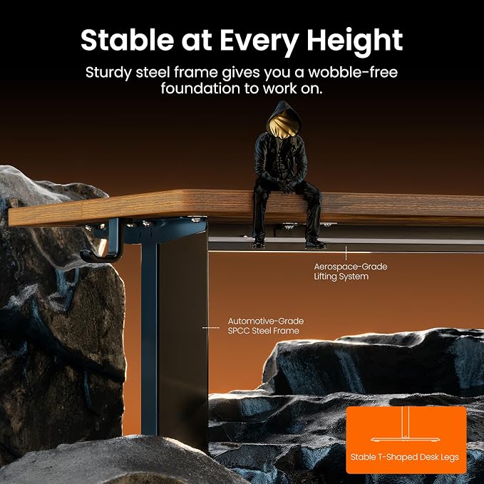 ErGear Height Adjustable Electric Standing Desk, 55 x 28 Inches Sit Stand up Desk, Memory Computer Home Office Desk, Vintage Brown - Image 5