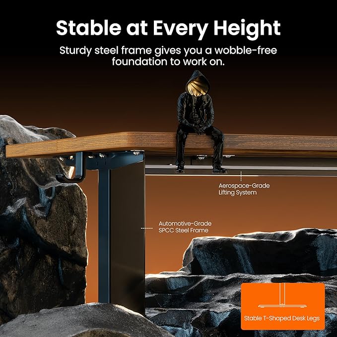 ErGear Height Adjustable Electric Standing Desk, 40 x 24 Inches Sit Stand up Desk, Memory Computer Home Office Desk, Vintage Brown - Image 5