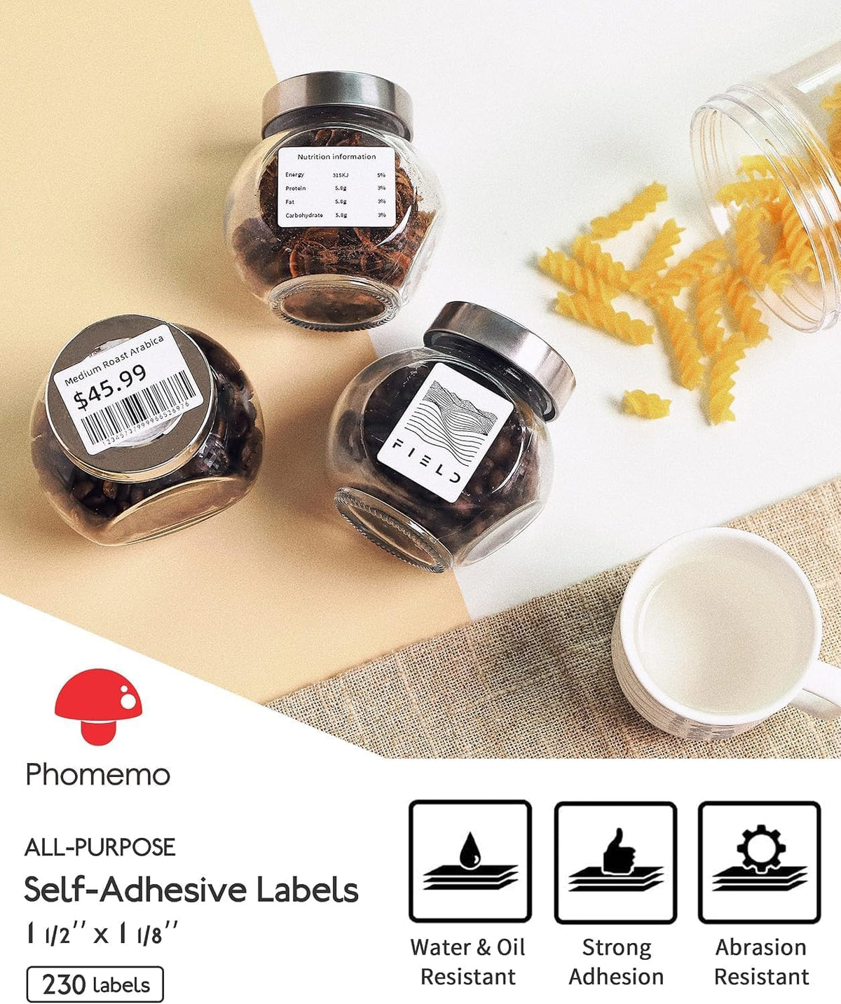 Phomemo Labels M110/M220/M128, 9 Rolls 2070 Pcs 1.57'' X 1.18'' (40X30mm) - Image 3
