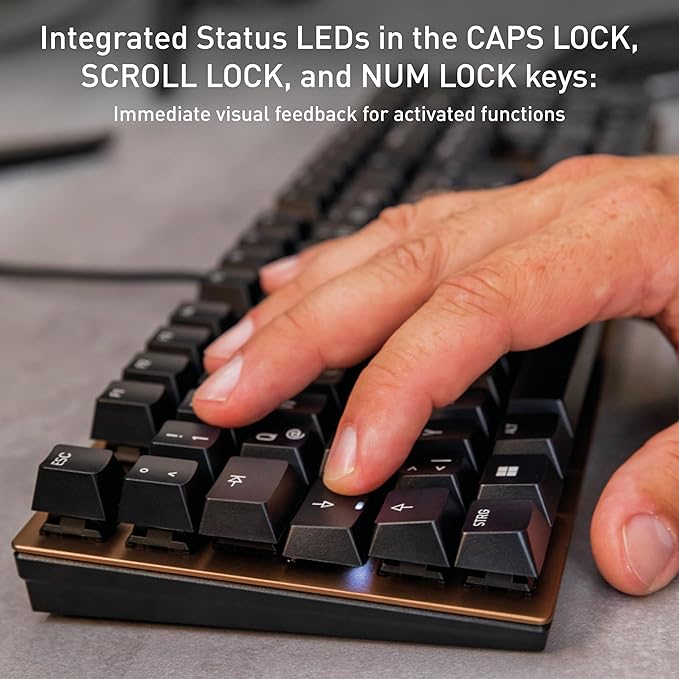 Cherry KC 200 MX Wired Mechanical Office Keyboard MX2A Silent RED Switches | Modern Design, Aluminum Surface, USB-A Connection, Black/Bronze, Quiet Keys - Image 4