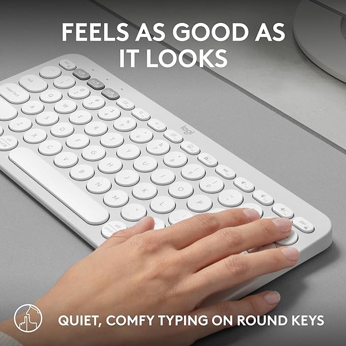 Logitech Pebble Keys 2 K380s Keyboard, Bluetooth, Wireless - Tonal White | Multi-device connectivity, customizable shortcuts, slim and portable, easy-switch for macOS, iPadOS, Android, Chrome OS - Image 5