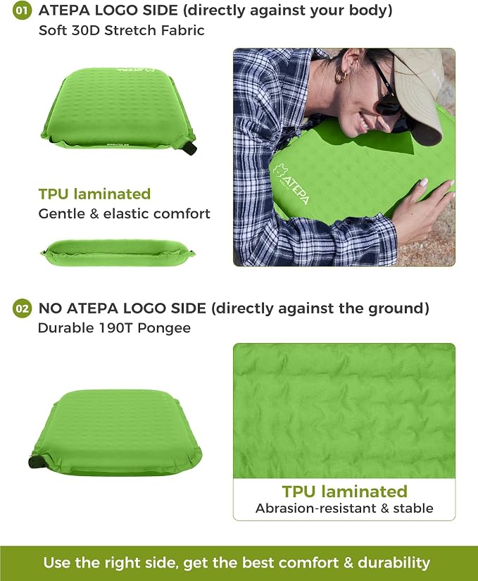 ATEPA Inflatable Seat Cushion | 2" & 2.5" Foam Core Seat Pad, Self Inflating, Compact, Stadium, Airplane, Travel, Camping, Hiking, Sports events - Image 7