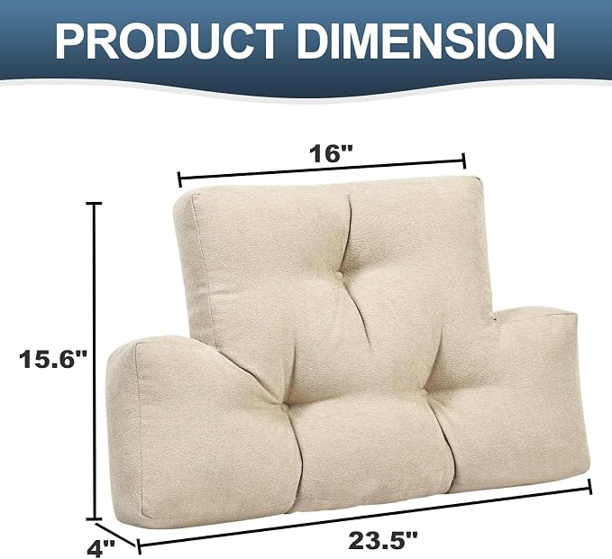 Back Pillow for Recliner Lumbar Support Pillow Soft and Fluffy Back Support Cushion Thick Lumbar Cushion for Chairs, Recliners,Sofa, Couch and Bed for Pain Relief Beige - Image 4