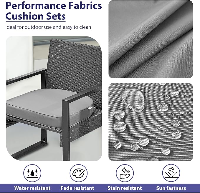 IPYNBAP Outdoor Chair Cushions Set of 4 -Waterproof Outdoor Seat Cushions for Patio Furniture, Patio Chair Cushion with Handle and Ties, Out Door Chair Pads,17x16x2-Round, Grey - Image 3