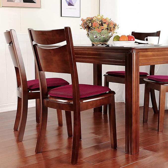 Shinnwa Kitchen Seat Cushions Set of 4, Non Slip Dining Chair Cushions, U-Shaped Indoor Chair Pads, 4 Pack, 15 x 16 Inches, Burgundy - Image 7