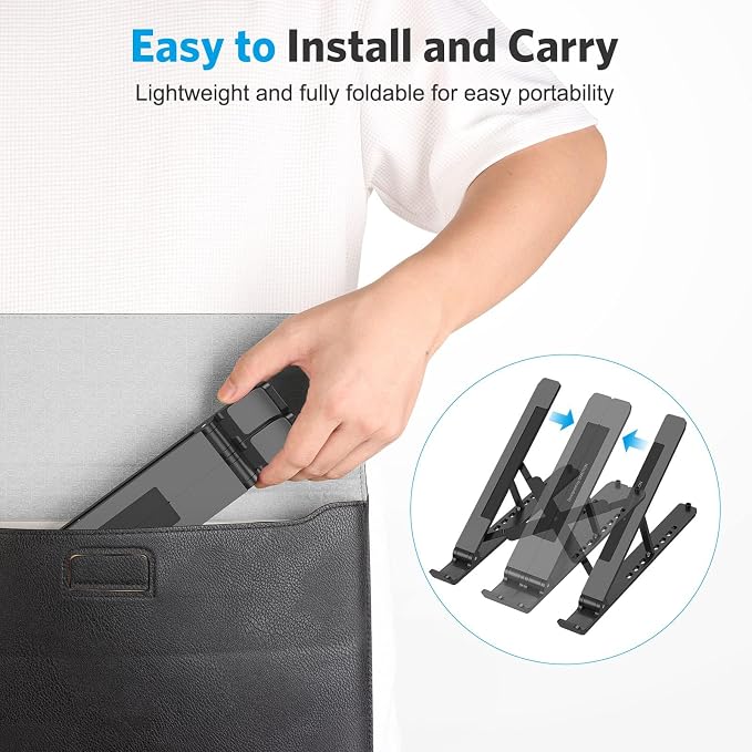 Portable Laptop Stand, OMOTON Laptop Stand for Desk Ergonomic 7-Levels Angles Adjustable Computer Stand, ABS Laptop Riser Holder Compatible with All Laptops and iPad(10-15.6") - Image 5