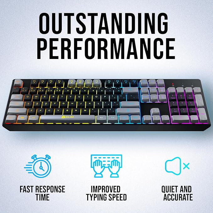 KLIM Chroma Wireless Keyboard – RGB Backlit Gaming, Rechargeable Battery, PC Keyboard, Durable & Water-Resistant, Compatible with PS4, PS5 & Mac - Black - Image 4
