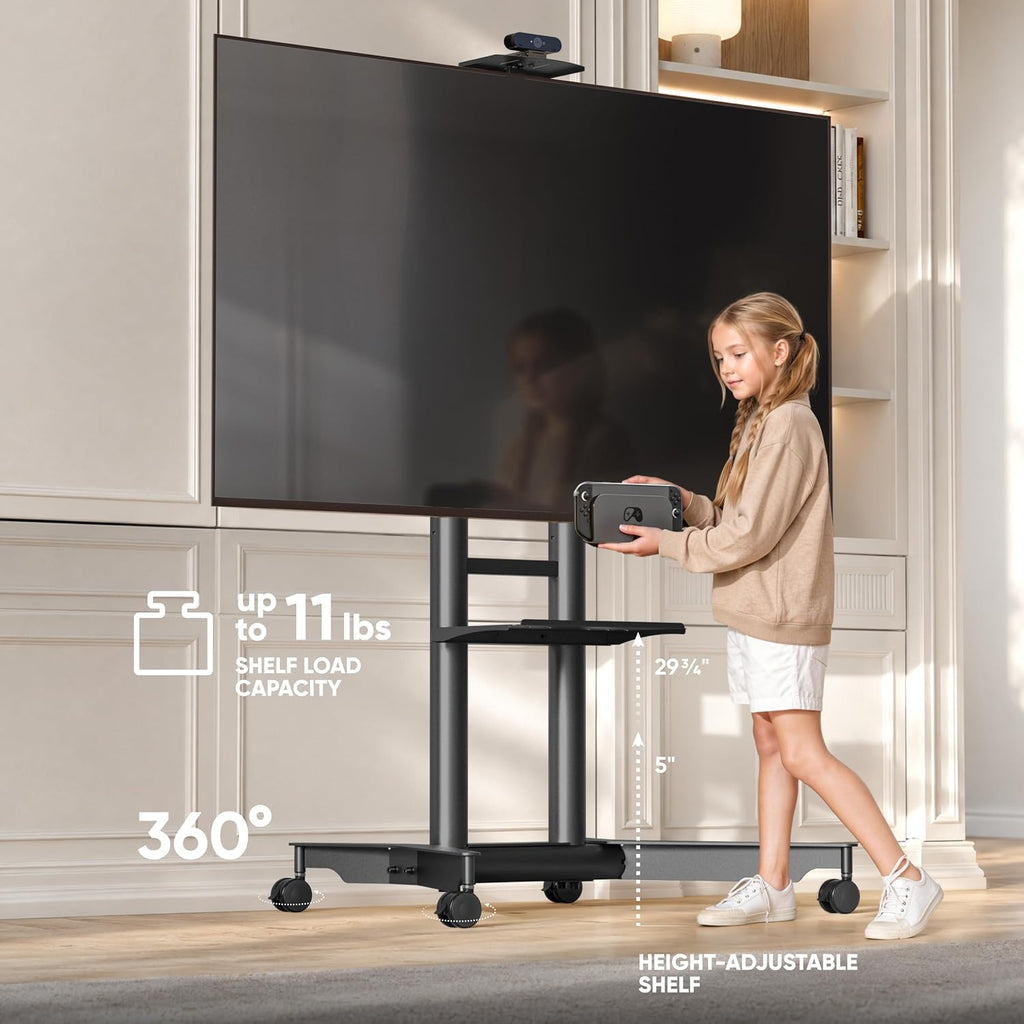 ONKRON Mobile TV Stand on Wheels 32-75 Inch, 110 lbs, VESA 600x400, Black - Image 5