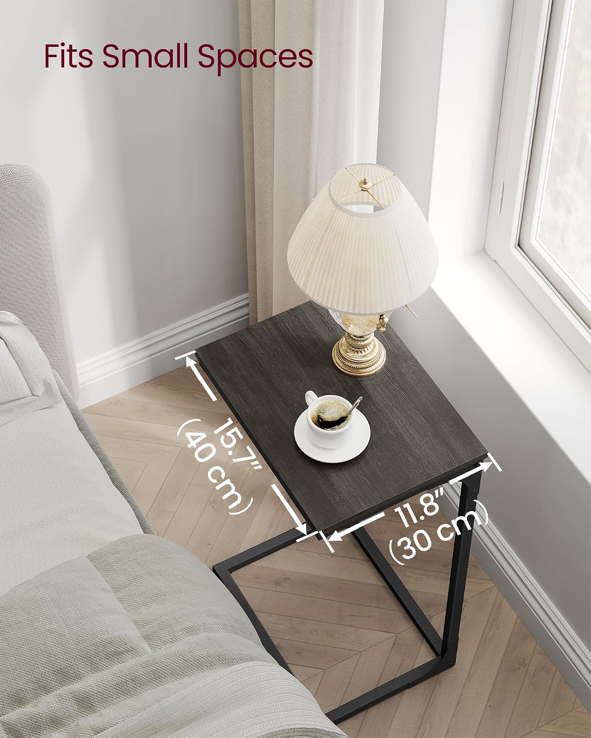 VASAGLE C-Shaped End Table, Set of 2, Couch Side Table with Metal Frame - Image 5