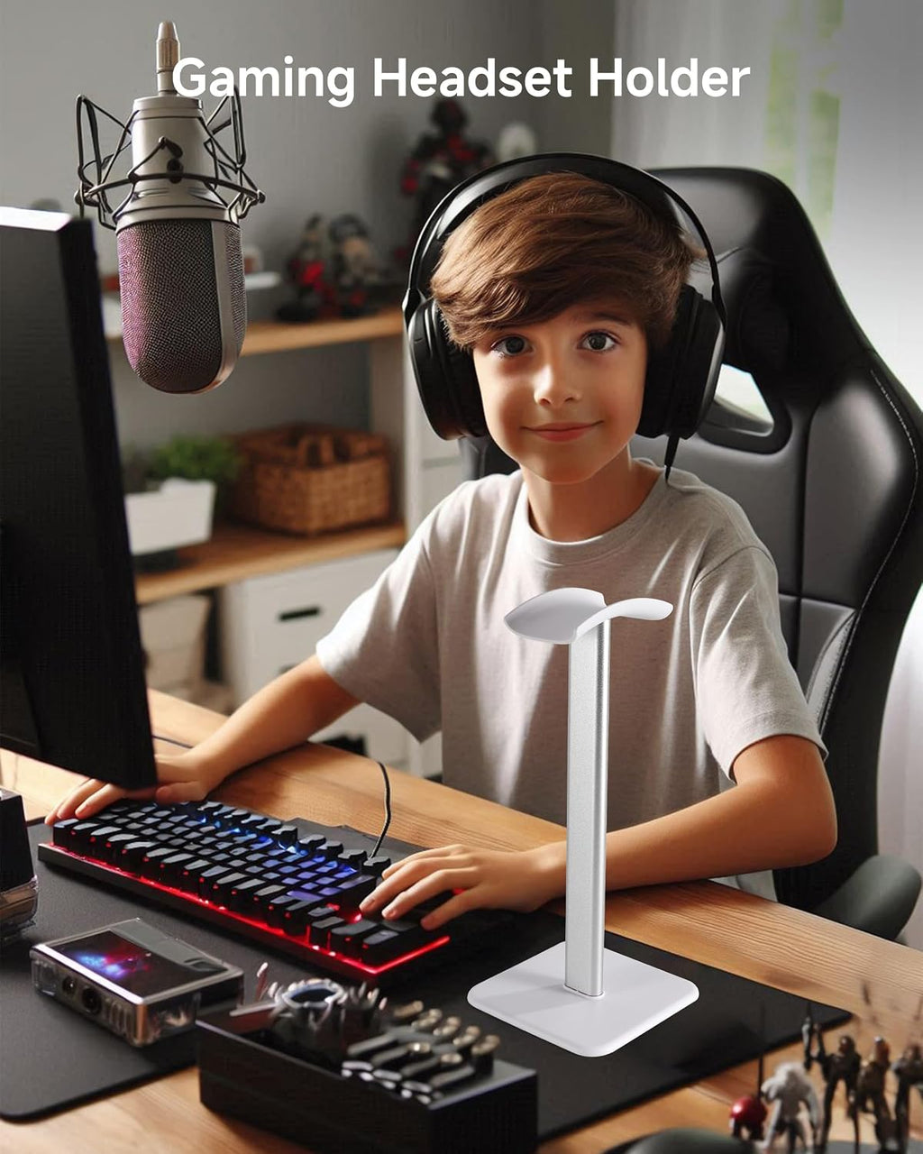Sleek Modern Headphone Stand for Desk - Easy Assembly & Disassembly - Exquisite Craftsmanship Headset Holder for All Type PC Wireless Gaming Headset (White) - Image 5