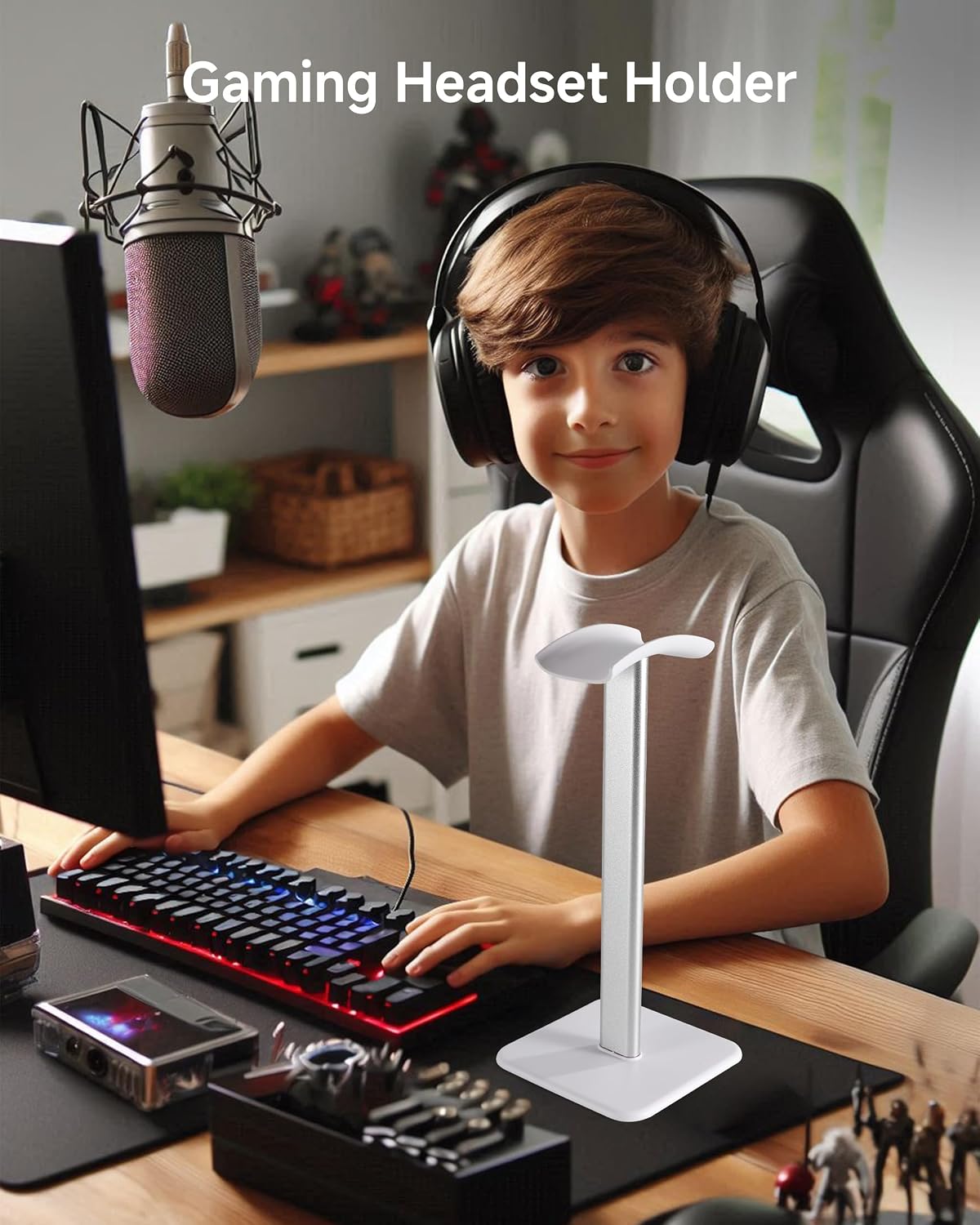 Sleek Modern Headphone Stand for Desk - Easy Assembly & Disassembly - Exquisite Craftsmanship Headset Holder for All Type PC Wireless Gaming Headset (White) - Image 5
