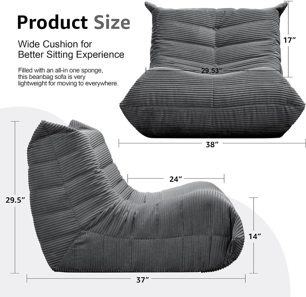 Hobestluk Big Bean Bag Chairs for Adults Fireside BeanBag Couch Togo Sofa - Image 2