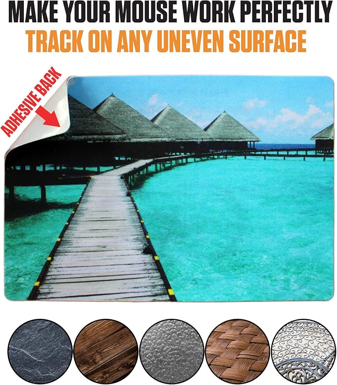 Peel and Stick Mouse Pad - Portable - Adhesive Stick on Bottom - Large Size Mouse Pads - Portable (XL - Beach) - Image 5
